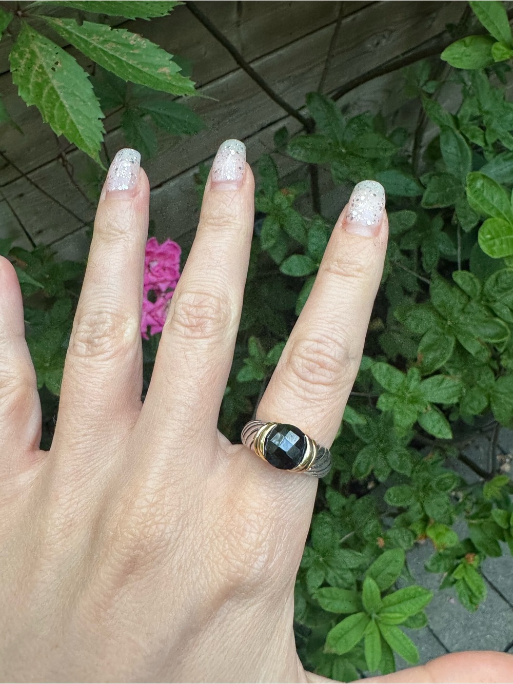 Vintage 18K GE two-tone ring - approx size 7